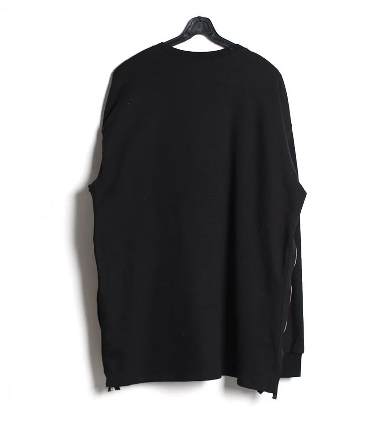 

Fashion trend men's loose double zipper slit round neck long sleeve