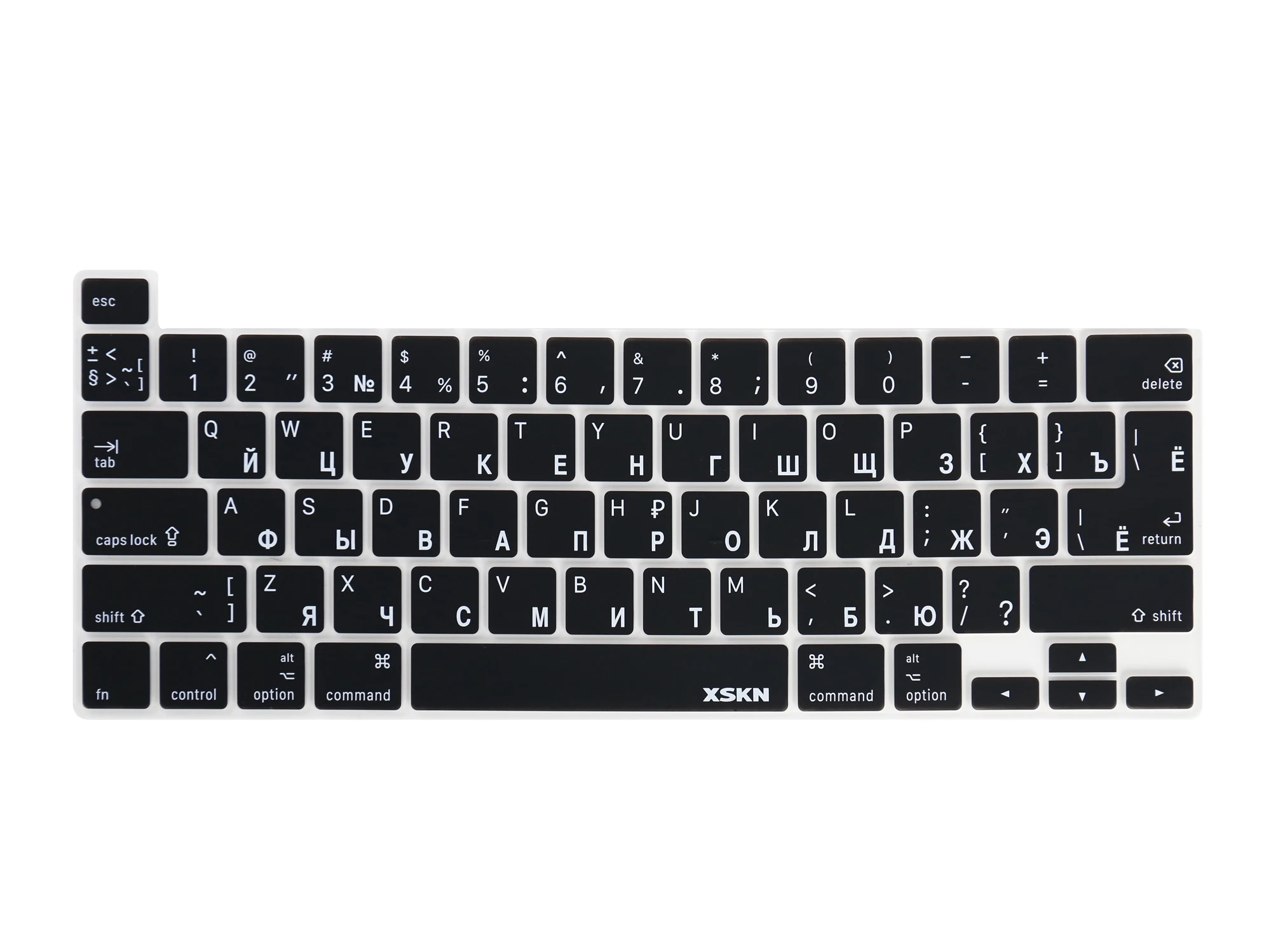 Чехол для клавиатуры XSKN с русской/английской раскладкой черный силиконовый MacBook