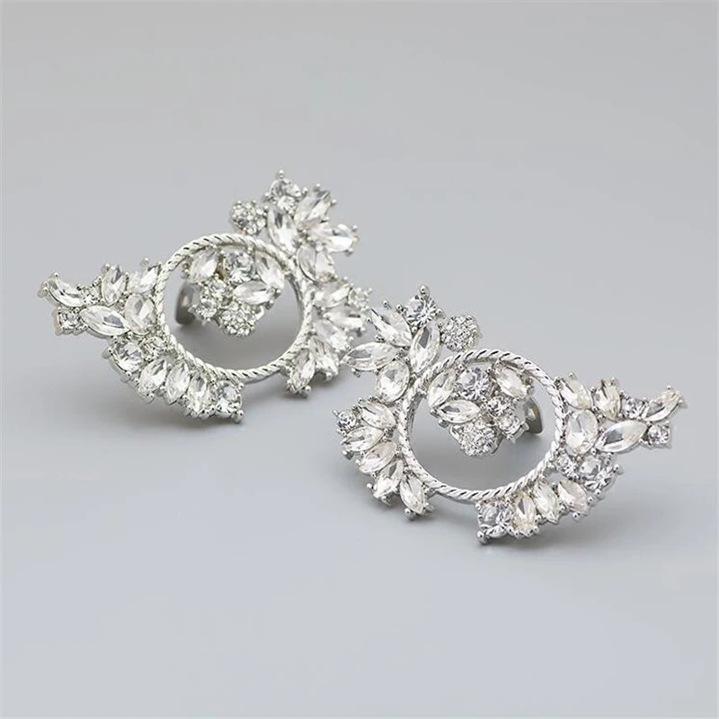 2PCS Rhinestone Shoe Charm Flower Buckle Detachable Shoe Clips Bridal Wedding Party Shoe Decor