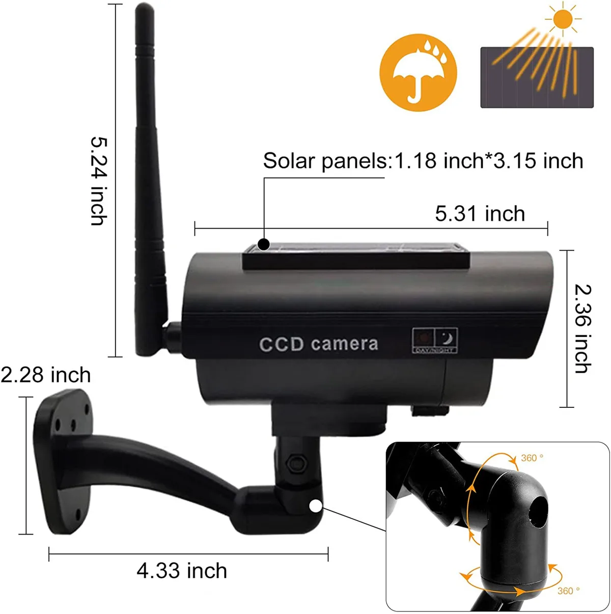 Муляж камеры видеонаблюдения фальшивая беспроводная уличная мигающая