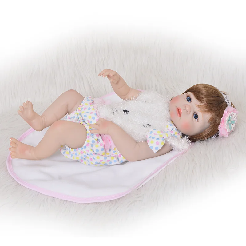 57 см силиконовые куклы Reborn Baby голубой и коричневый глаза силиконовая кукла