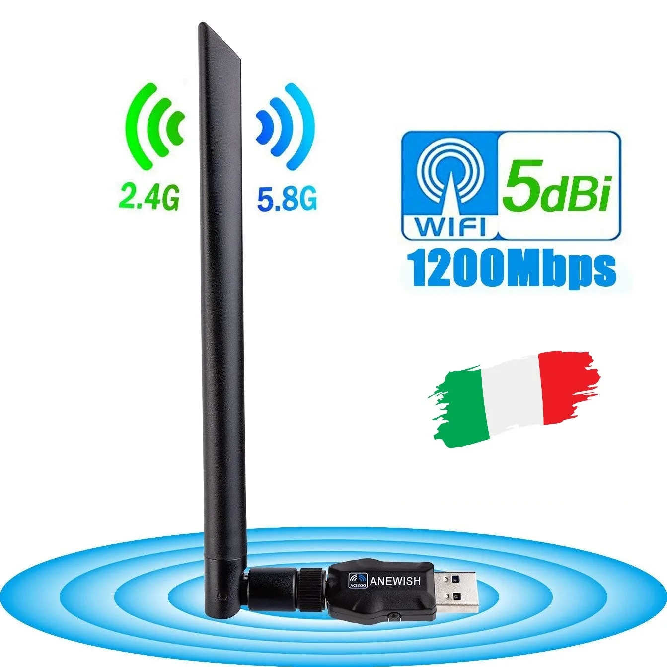 [Адаптер ANEWISH Wifi] Rusmedia Стабильный и быстрый для смартфона/ПК/ноутбука/Smart TV/Linux