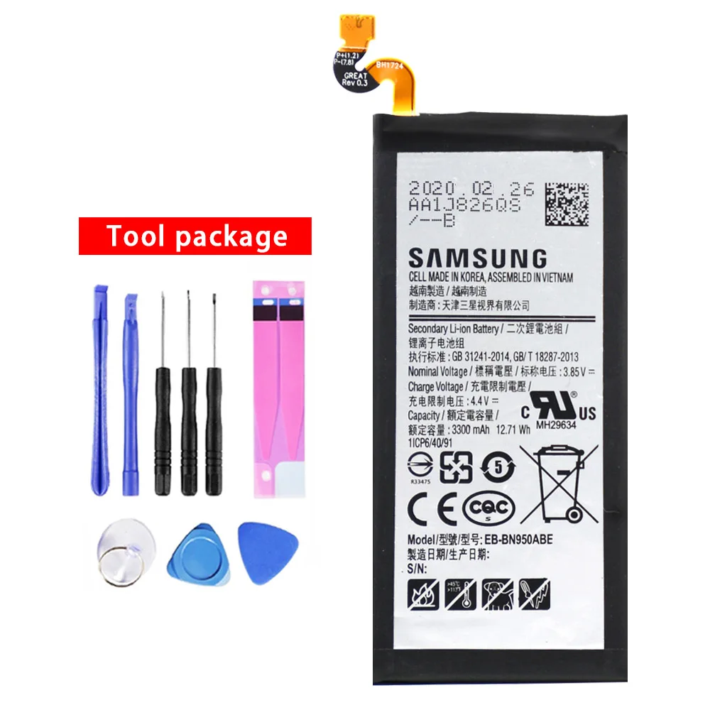 5pcs/lot Samsung Note8 Battery For Galaxy Note 8 N950 N950F N950U N950N Original 3300mAh EB-BN950ABE Phone Batterij +Tools | Мобильные