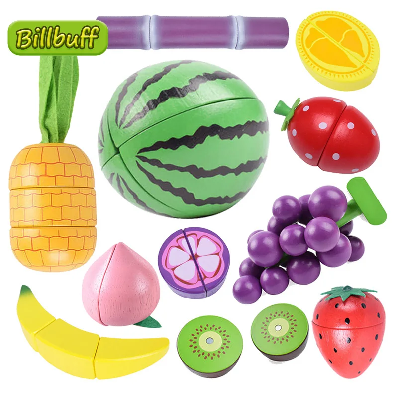 Деревянная игрушка-Имитация Монтессори магнитная резка фруктов банан и лимон