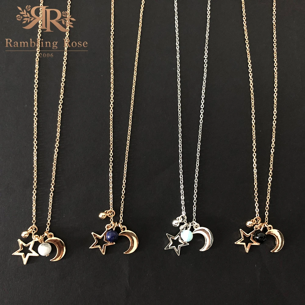 Новая мода с рисунком Луна звезды подвески ожерелья для женщин женские золотые