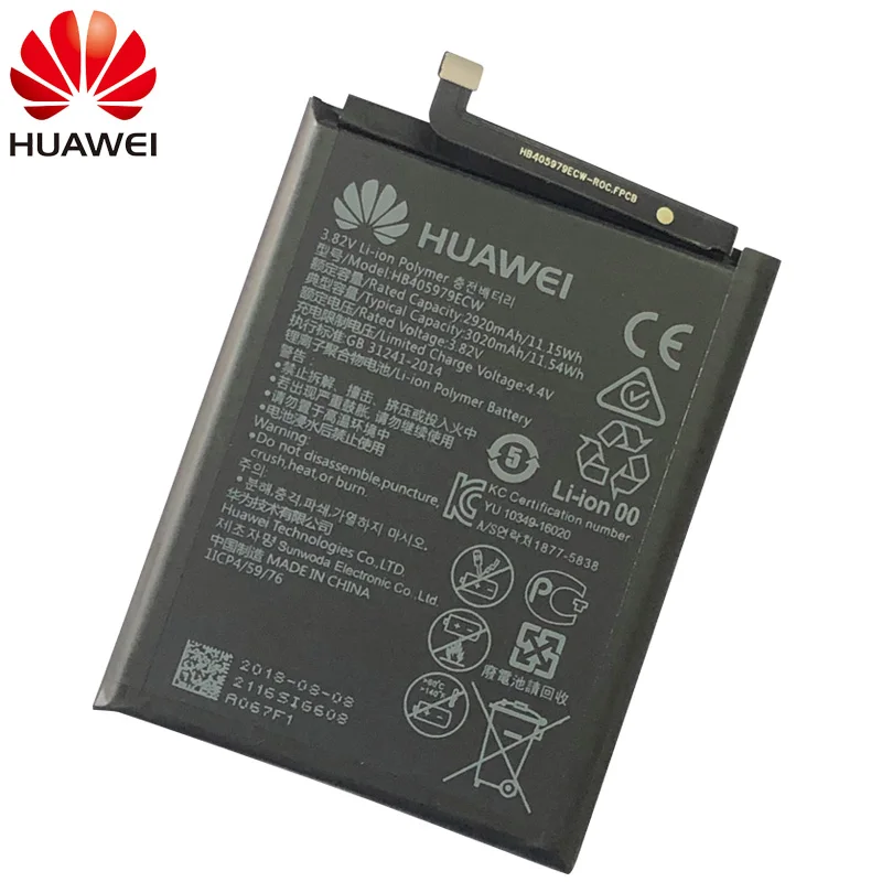 Оригинальный аккумулятор 3020 мАч HB405979ECW для Huawei Nova CAZ AL10 TL00 CAN L01 L02 L12 Enjoy 6S Honor 6C Y5 p9 lite