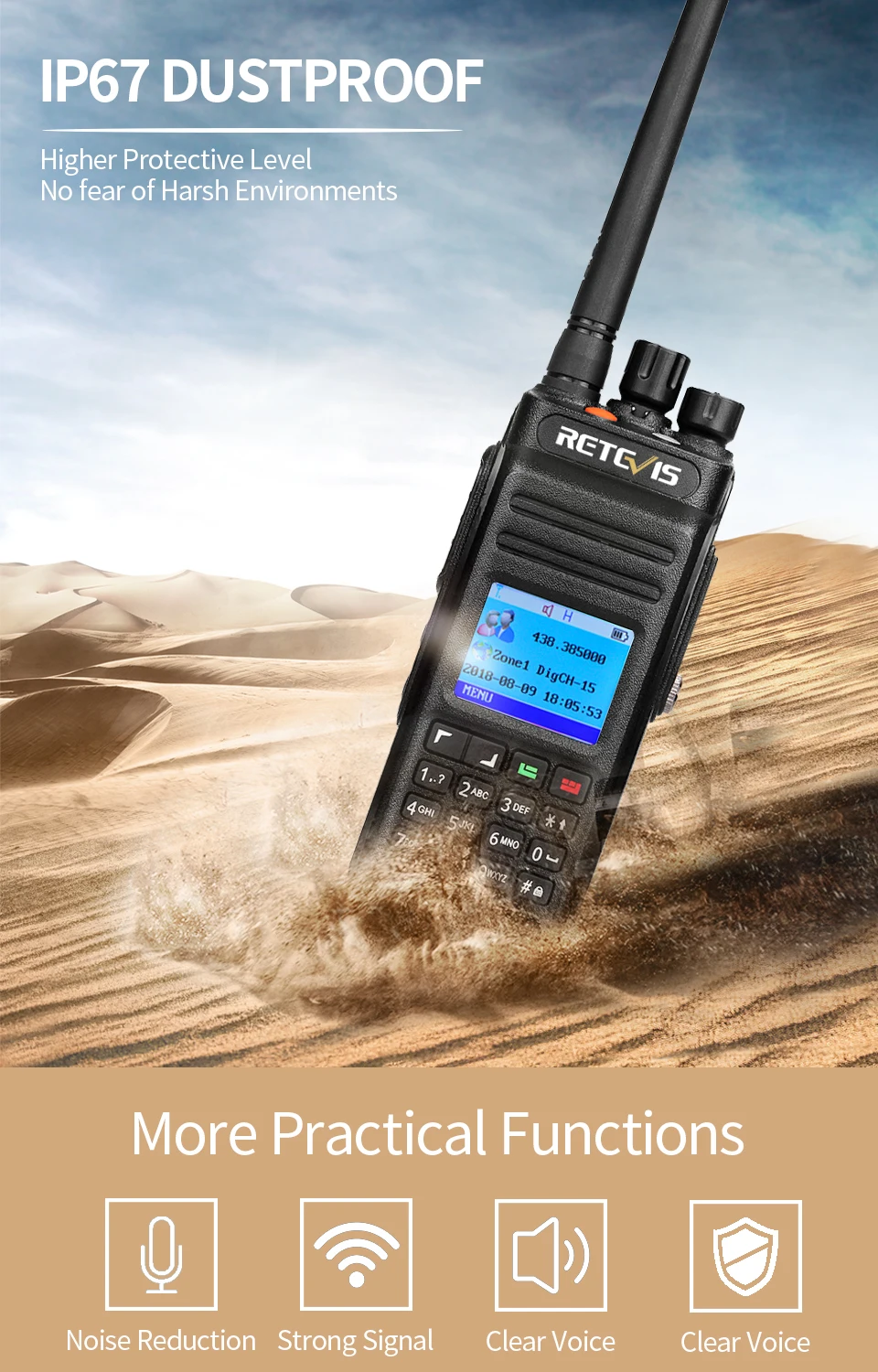 1 шт. Retevis RT83 высокомощная рация DMR цифровое радио(gps) IP67 водонепроницаемый UHF 400-470 МГц цифровой/аналоговый двухстороннее радио