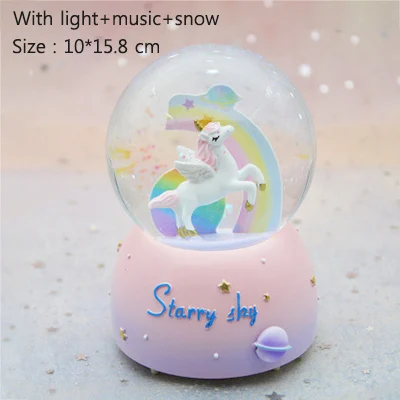 Purple-snow-light Fantacy Starry Sky Universe Miniature Model Snow Globe Crystal Ball Christmas Music Box Christmas Home Decoration Birthday Gift - Цвет: Purple-snow-light