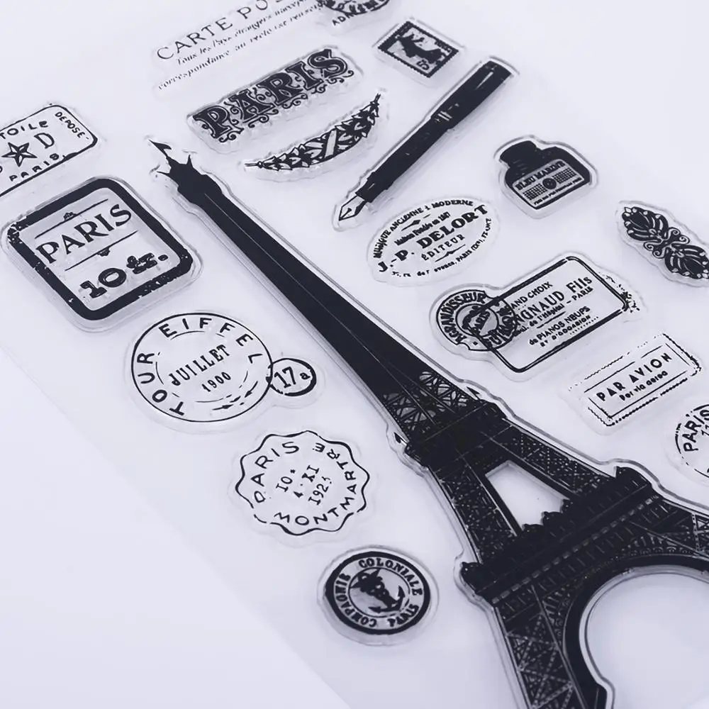 Прозрачные штампы для путешествий башня Парижа|Штампики| |