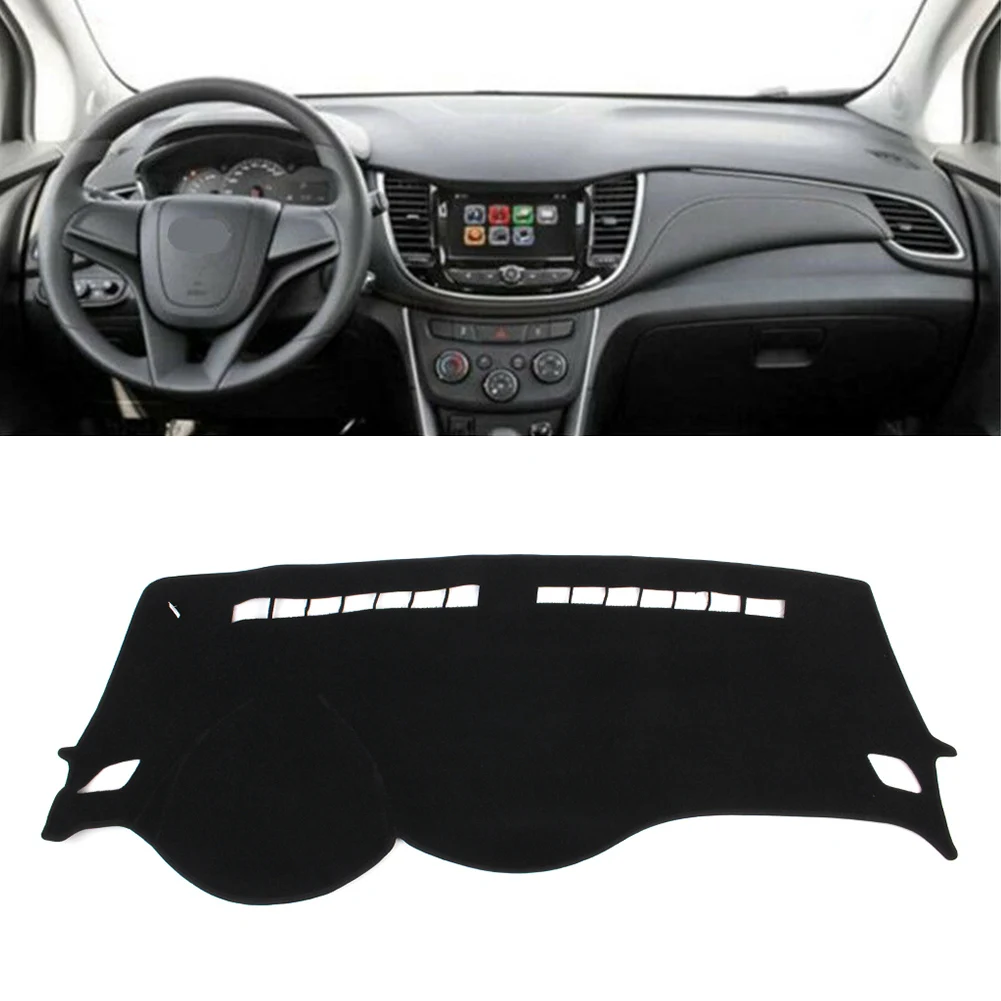 

Car Black Pad Dashboard Cover Anti-Slip Dash Mat Sunproof Dashmat For Chevrolet Trax 2017 2018 LHD Auto Accessories
