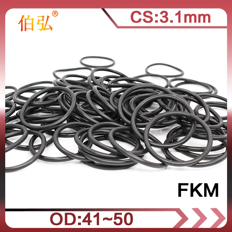 5 шт./лот фторрезиновое кольцо черное уплотнительное FKM CS: 3 1 мм OD41/42/43/44/45/46/47/49/50