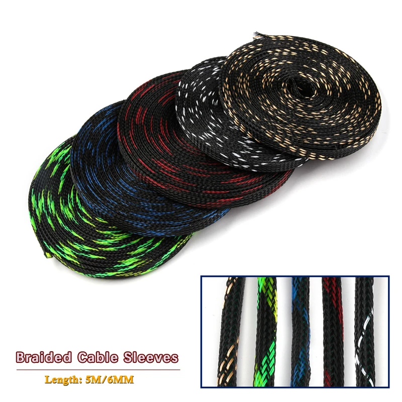 Изоляционные плетеные рукава 6 мм плотные ПЭТ расширяемые Кабельные втулки