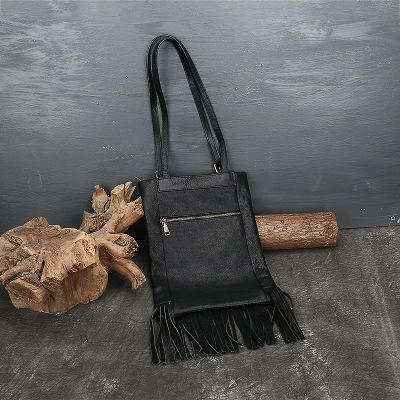 

2020 new leather women's bag women's handbag top leather tassel bag women's one shoulder bag fashion