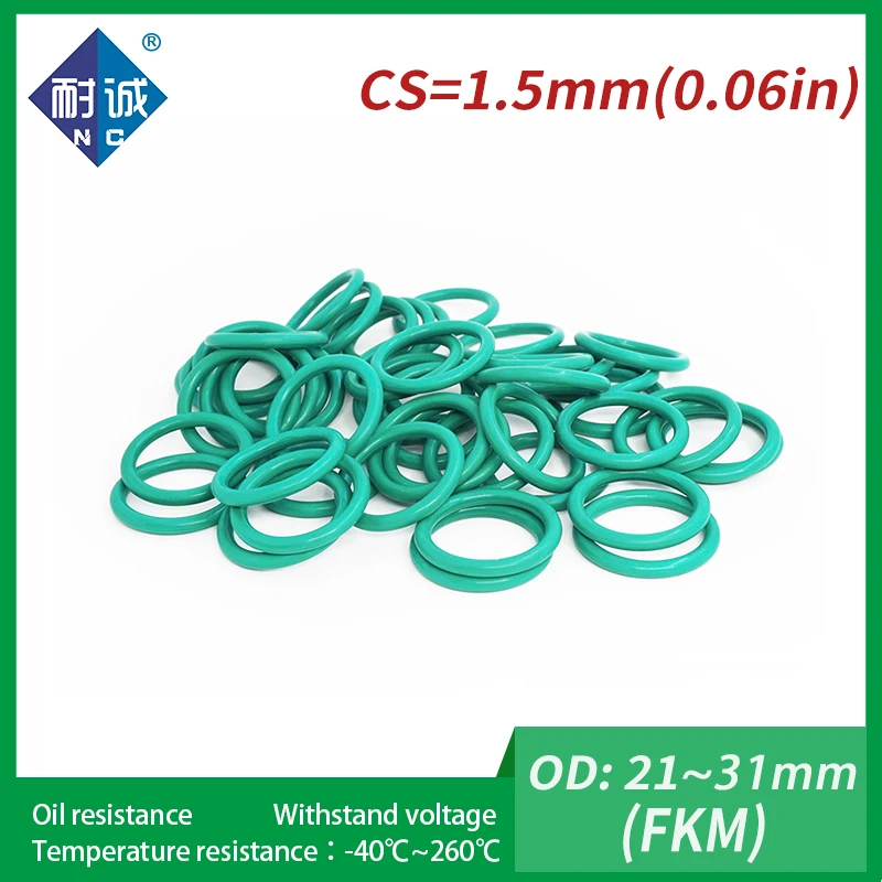 Резиновое кольцо 5 шт./лот зеленые уплотнительные кольца FKM толщина 1 мм