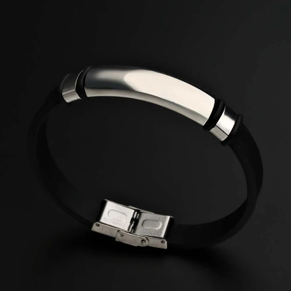 Браслет мужской из нержавеющей стали с рисунком аниме сетка силикона черного и