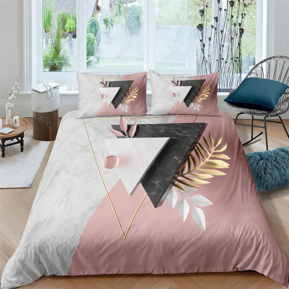 

Fashion 3D Marble Bedding Set Quilt Cover With Pillowcases 2/3Pcs Simple Bed Linen Geometric Design Printing Duvet Cover