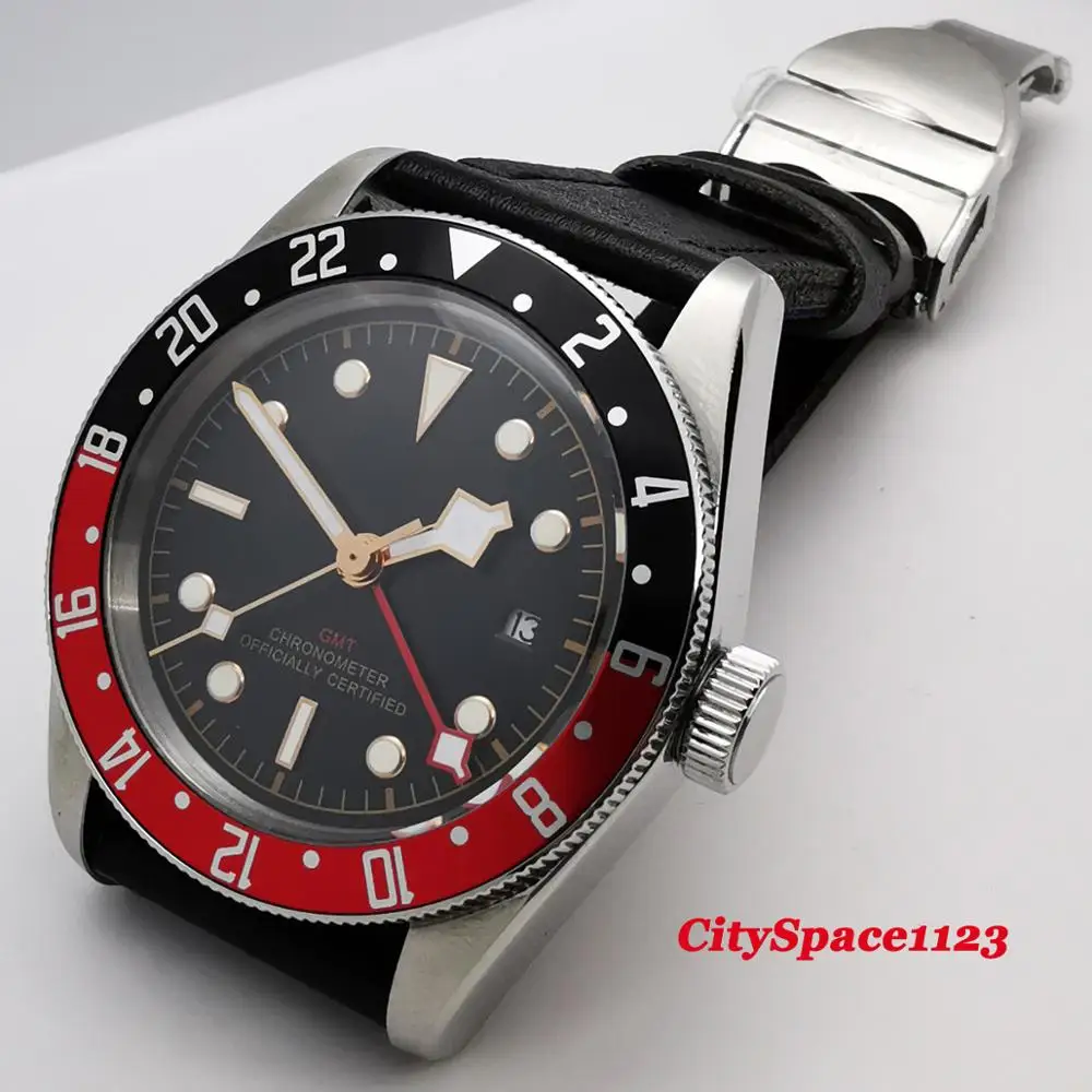 Corgeut люксовый бренд 41 мм механические мужские часы сапфир GMT автоматическое