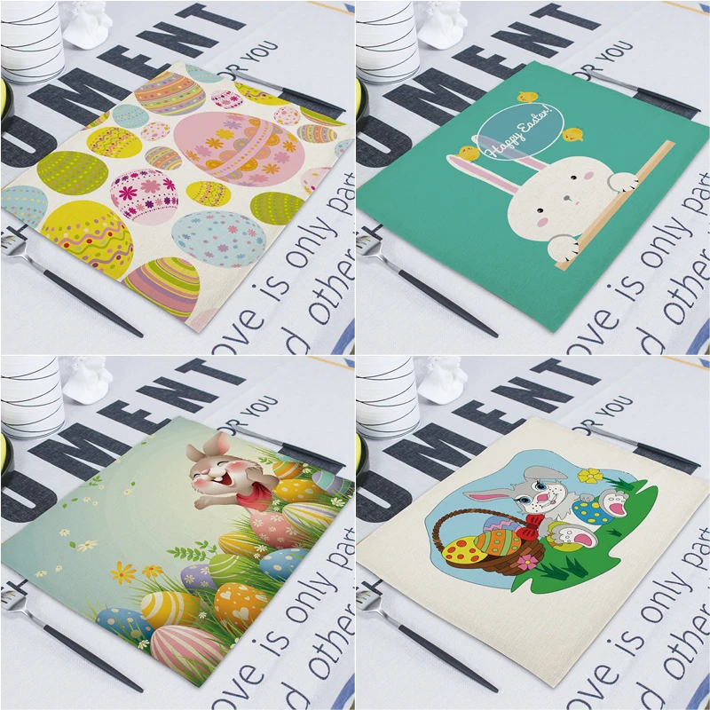 Пасхальные яйца салфетки милый кролик льняное чайное полотенце настольные