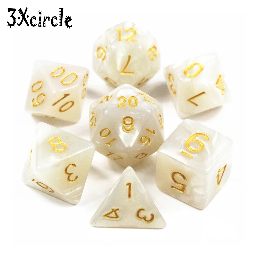 Абсолютно новый 7 шт./компл. многогранный для игр TRPG DnD Marble D4 D20 многосторонние