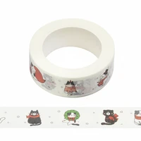 new 1pc 15mm x 10m cute cat christmas new year doodle cartoon washi tape scrapbook paper masking adhesive washi tape