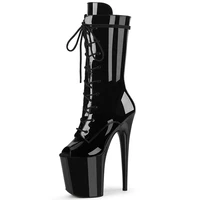 8 inches low tube short boots lace up open toe nightclub pole dancing small size women sexy high heels platform 15cm novelty new
