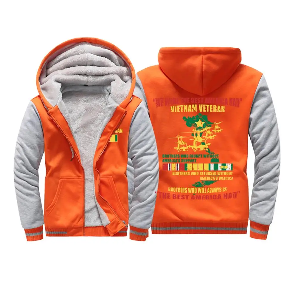 

Winter Men'S Thick Zipper Sweater Veteran Printed Long Sleeve Hooded Collar Outdoor Sports Plus Size Zipper Casual Sweater