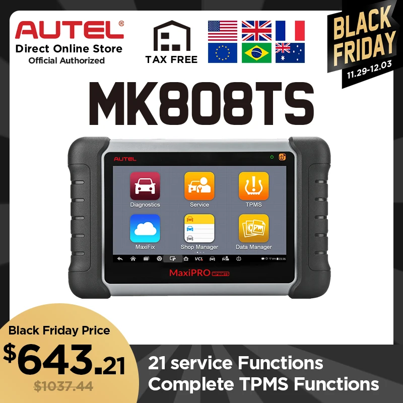 AUTEL MaxiCom MK808TS диагностический инструмент OBD2 масло сканера сброс EPB BMS SAS DPF IMMO TPMS для DIYer небольшой ремонт магазина код ридер