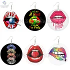 Симпатичные серьги SOMESOOR в виде губ, рулон меня, тупые серьги-подвески с обеими сторонами, с принтом, крутые ушные петли, висячие украшения для женщин, подарки