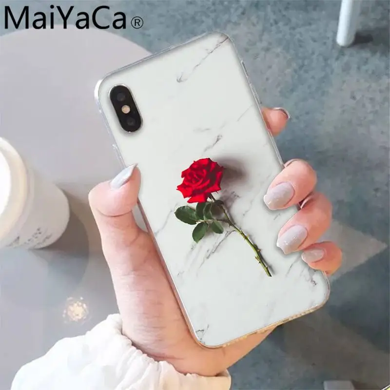 

MaiYaCa Red Rose Power Girl Marble Phone Case shell for iPhone 5S 8 7 6 6S Plus X XS MAX 5 SE XR 12 11 pro promax fundas