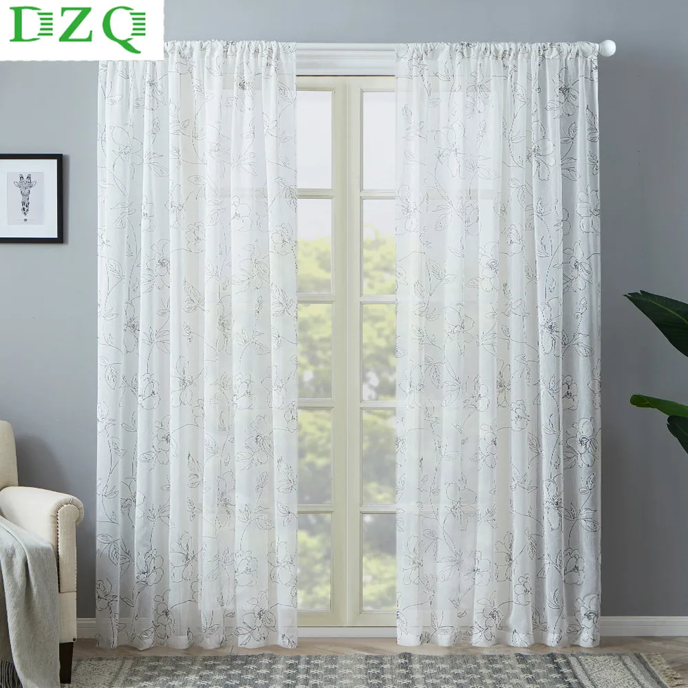 Современные цветочные тюлевые занавески для Гостиная печатных Спальня Кухня