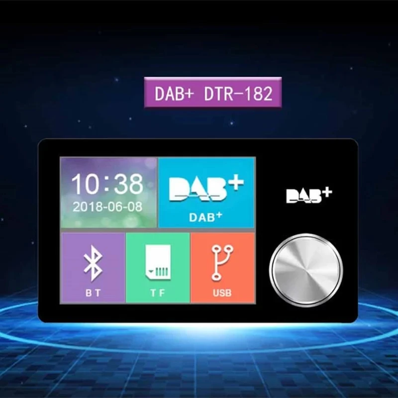 Цифровая трансляция DAB + автомобильный радиоприемник Выход Aux цветной экран Bluetooth