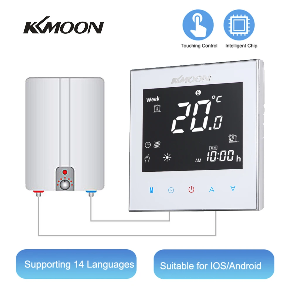 KKmoon термостаты цифровой водно-газовый котел термостат для отопления WiFi Голосовое управление с сенсорным экраном домашний комнатный регулятор температуры