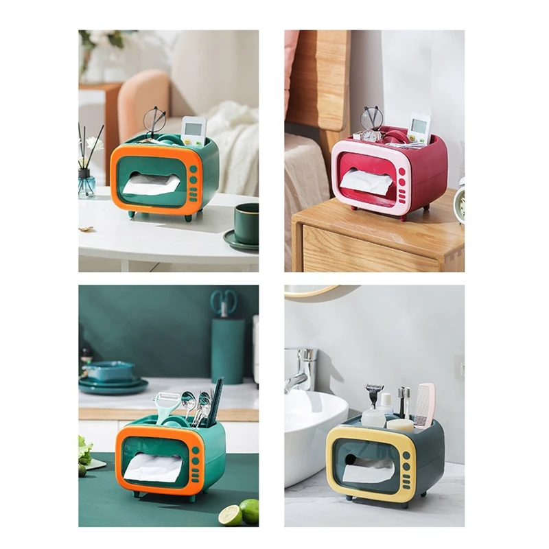

Retro ABS Television Model 2 In1 Tissue Box Phone Holder Dispenser Storage Napkin Case Organizer
