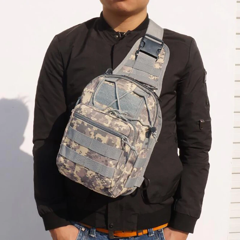 

Outdoor New Canvas Riding Bag Camouflage Field Sports Small Waist Shoulder Diagonal Tactical Chest Camping Hiking Bag