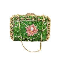 chaliwini luxury green lotus evening bag design boutique bags formal female wedding clutch bags women prom purse pochette drop