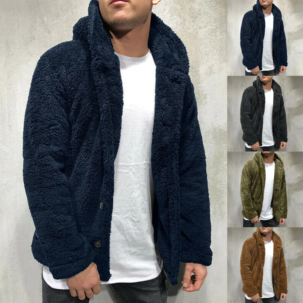 

Men's Faux Fur Hooded Parka Winter Thicken Jacket Warm Fuzzy Casual Coat Comfortable Clothes Warm Coat Fashion Male Top Soft New