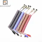 Спиральный OD 23 мм спиральная клавиатура USB Тип C спиральный кабель Paracord PET L-образная мини микро цветная GX16 кабель для передачи данных 2,0