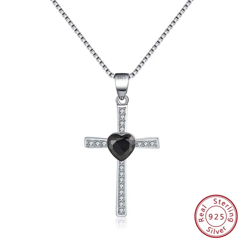 Black Zircon ORSA JEWELS подлинные 925 пробы серебряные женские ожерелья шесть цветов в форме сердца AAA Циркон Модные женские ювелирные изделия с подвеской SN88 - Цвет камня: Black Zircon