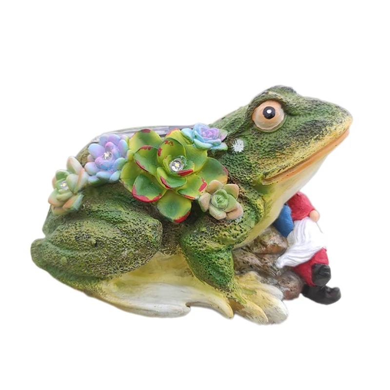 

Frog Gnome Garden Decoration, Outdoor Garden Statue with Solar Light, Garden Statue and Sculpture for Outdoor Decoration