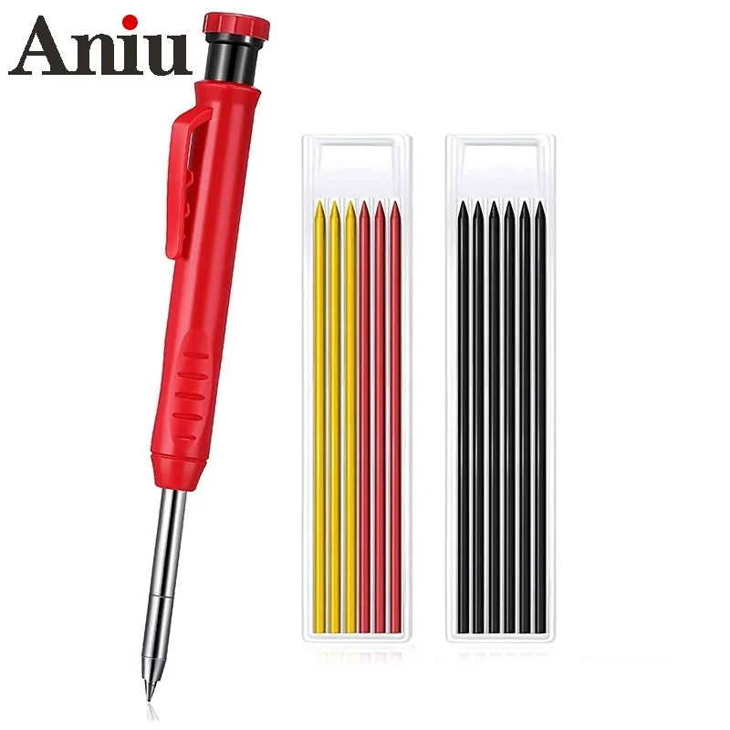 

Твердый Плотницкий Карандаш для строительства, с 12 зарядными головками, встроенной точилкой, длинным заостренным глубоким отверстием, меха...