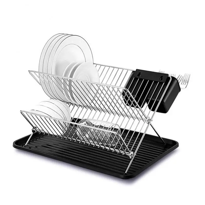 

Kitchen Dish Drain Rack Large Capacity Foldable Dishes Rack Storage Holder Bowl Tableware Drainer Plate Dinnerware Organizer