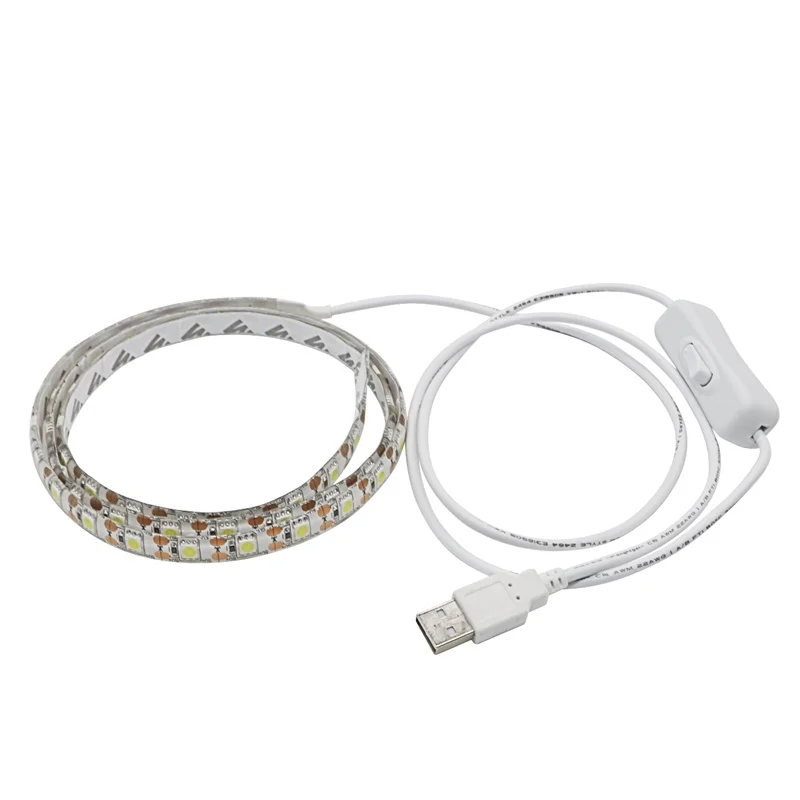 

SZYOUMY USB 5 В Светодиодная лента 5050 ТВ фоновое освещение 1 м 60 светодиодов/м теплый белый/белый USB-кабель с переключателем