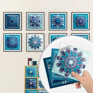 Mexican Style Tiles Sticker Kitchen Oil-proof Art Mural Bathroom Waterproof Peel & Stick Crystal Film PVC Wallpaper10pcs/set