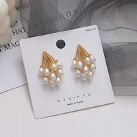 fashion metal iirregular baroque pearl vintage elegant temperament new stud earrings for women accessories