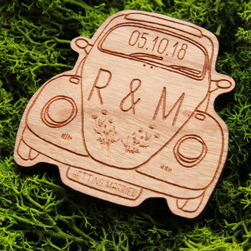 Деревенский Жук сохраняет дату дерево магниты свадебные сувениры украшения