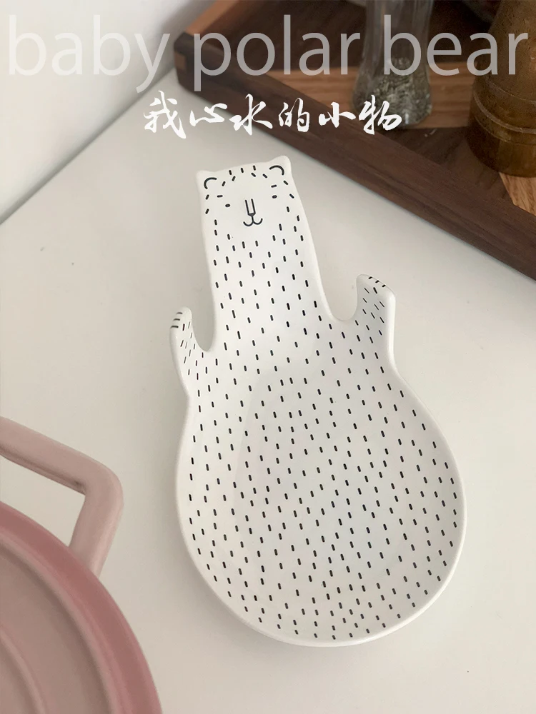 Маленький белый ложка с медведем стеллаж для выставки товаров шпатель Кухня