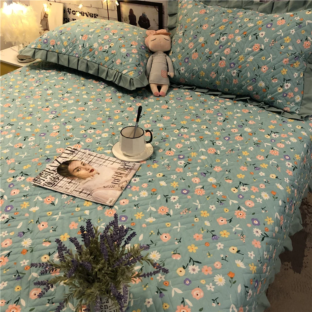 

Quilted Cotton Bedspreads Coverlets High Quality Thicken Duvet Cover Pastoral Style Small jacquard Bed Sheets 2 PCS Pillow Case