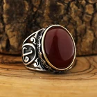 Настоящее чистое кольцо из стерлингового серебра 925 пробы с натуральным камнем для мужчин и женщин ювелирные изделия высокого качества модный подарок ручной работы агат оникс циркон панк ретро аксессуар в турецком сти