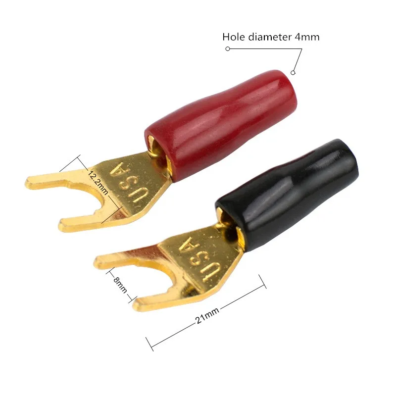 Соединитель банан для динамика вилка Y образной формы с золотым покрытием без