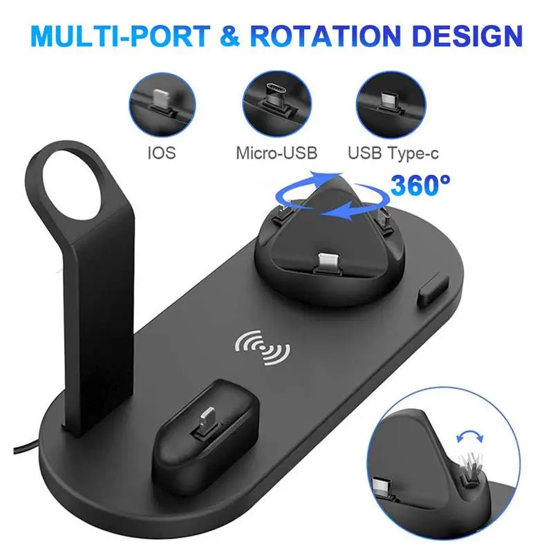 4in1 charging station for apple watch iphone 13 pro 12 11 foldable wireless fast charger dock for airpods samsung xiaomi huawei free global shipping
